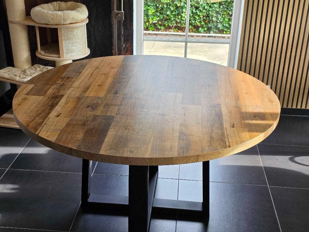 eettafel rond massief, Huis en Inrichting, Ophalen, Overige materialen, Rond, Zo goed als nieuw