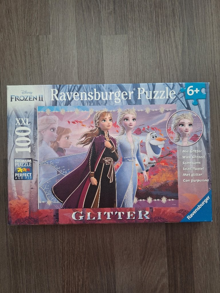 Puzzel Frozen met glitters-100 stukjes, Enlèvement, Plus de 50 pièces, Comme neuf, 4 à 6 ans