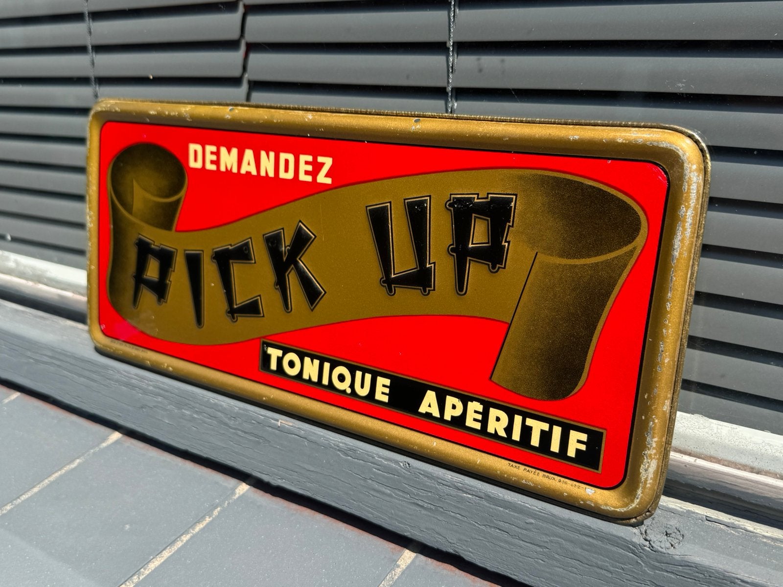 Pick Up Apertif oud reclamebord, Verzamelen, Ophalen of Verzenden, Gebruikt, Reclamebord