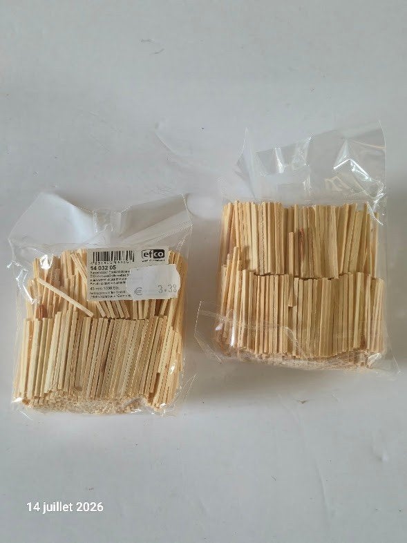 Lot de 2000 allumettes en bois naturel, Envoi, Neuf