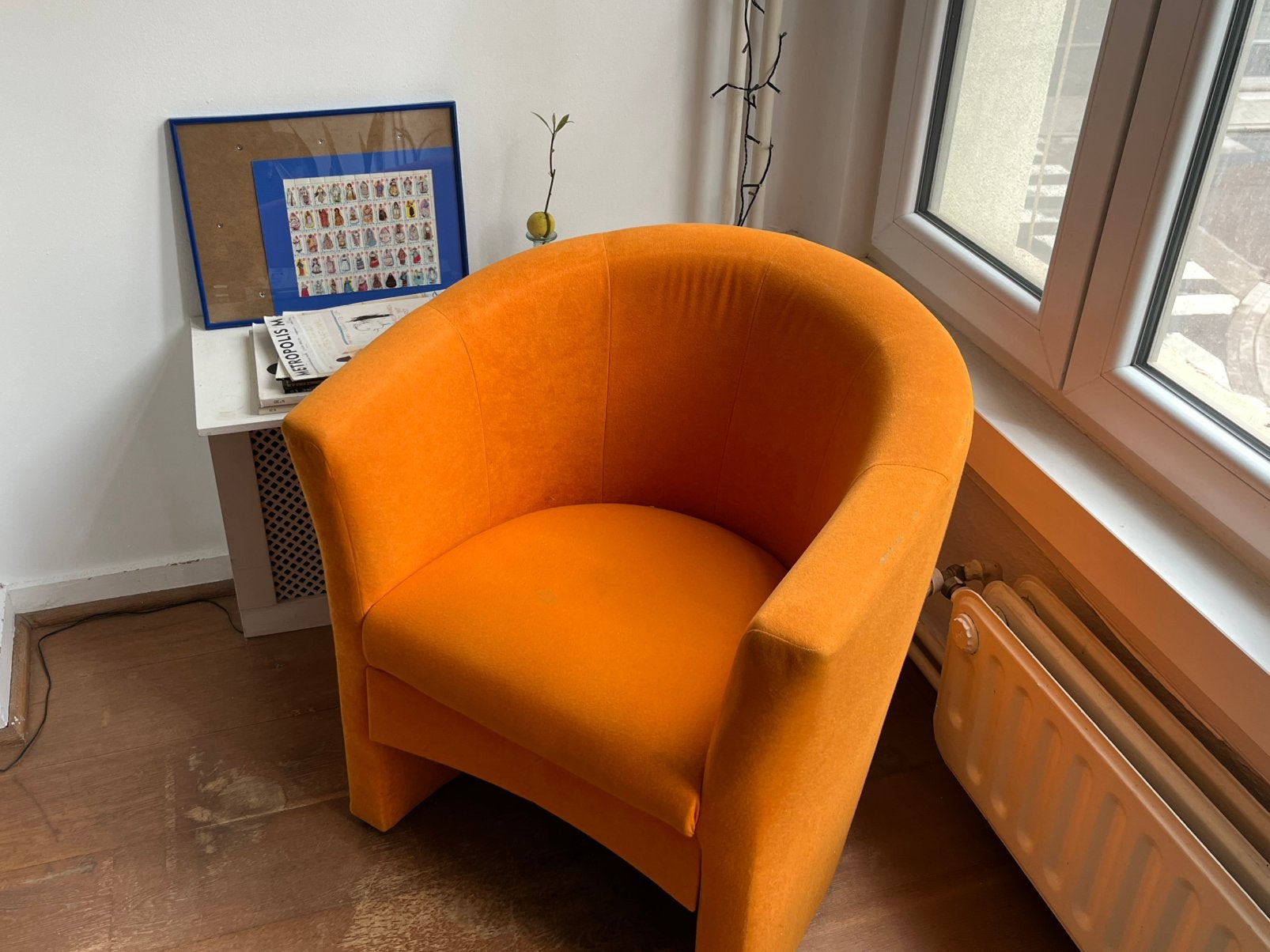 Oranje retro zitstoeltje, Huis en Inrichting, Fauteuils, Ophalen, Gebruikt, Retro vintage