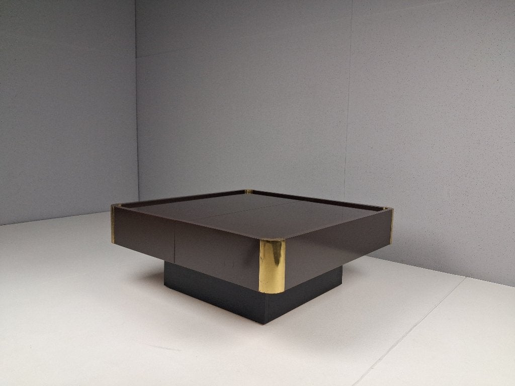 Vintage Belgo Chrom Salontafel met Verborgen Bar, Jaren 70, Maison & Meubles, Tables | Tables de salon, Vintage, 50 à 100 cm, Carré