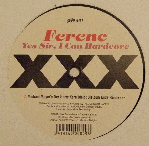Ferenc - Yes Sir, I Can Hardcore, Ophalen of Verzenden, Gebruikt, 12 inch, Techno