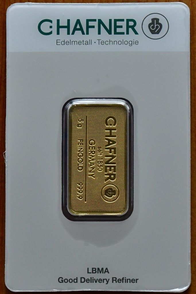 Goud c.hafner 5 gram, origineel sealed met certificaat, Ophalen of Verzenden, Goud