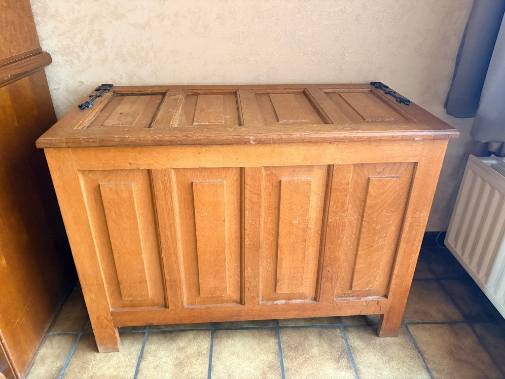 Eiken houten kist / opbergkist, Huis en Inrichting, Ophalen, 50 – 75, Minder dan 50 cm, Gebruikt