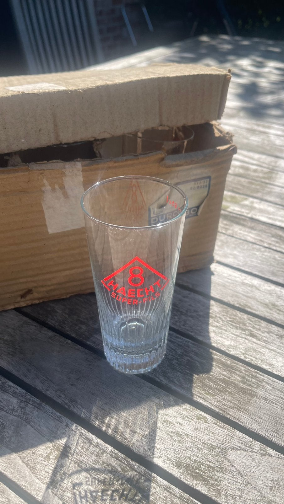 Haecht super 8 glazen., Verzamelen, Ophalen, Zo goed als nieuw, Glas of Glazen