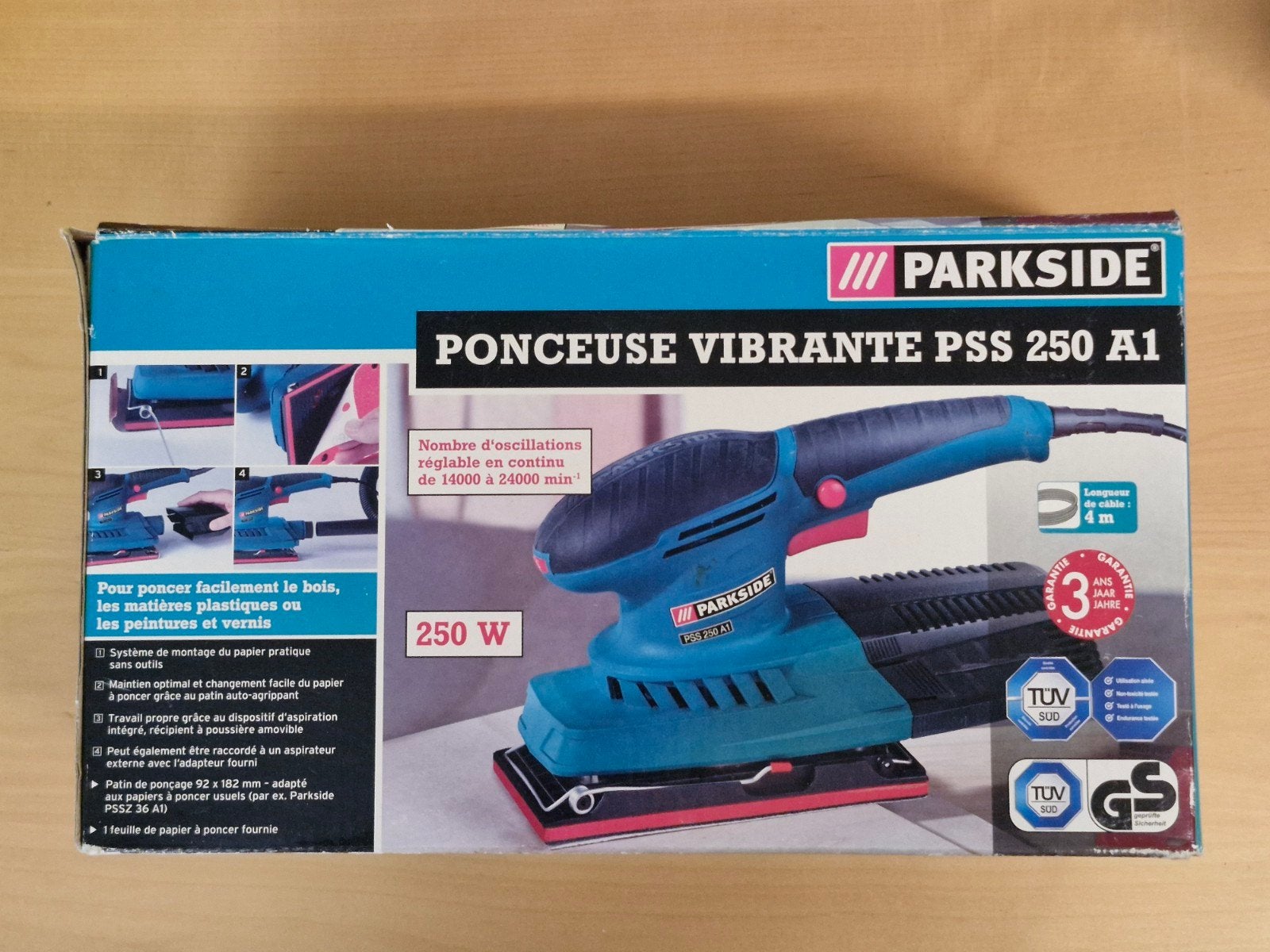 Ponceuse vibrante PSS 250 A1 avec manuel, Bricolage & Construction, Enlèvement, Comme neuf, Moins de 600 watts, Ponceuse orbitale