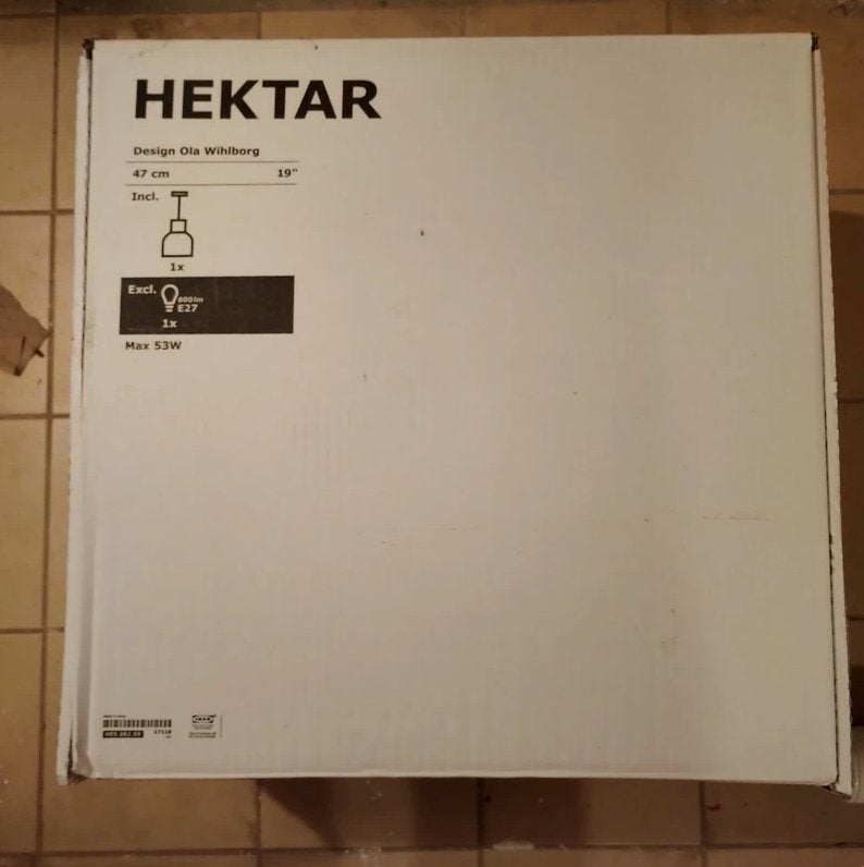 IKEA HEKTAR lamp 47 cm – wit, Ophalen of Verzenden, Zo goed als nieuw, E27 (groot)