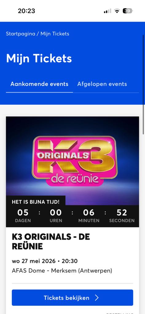 2 tickets K3 originals 27/05