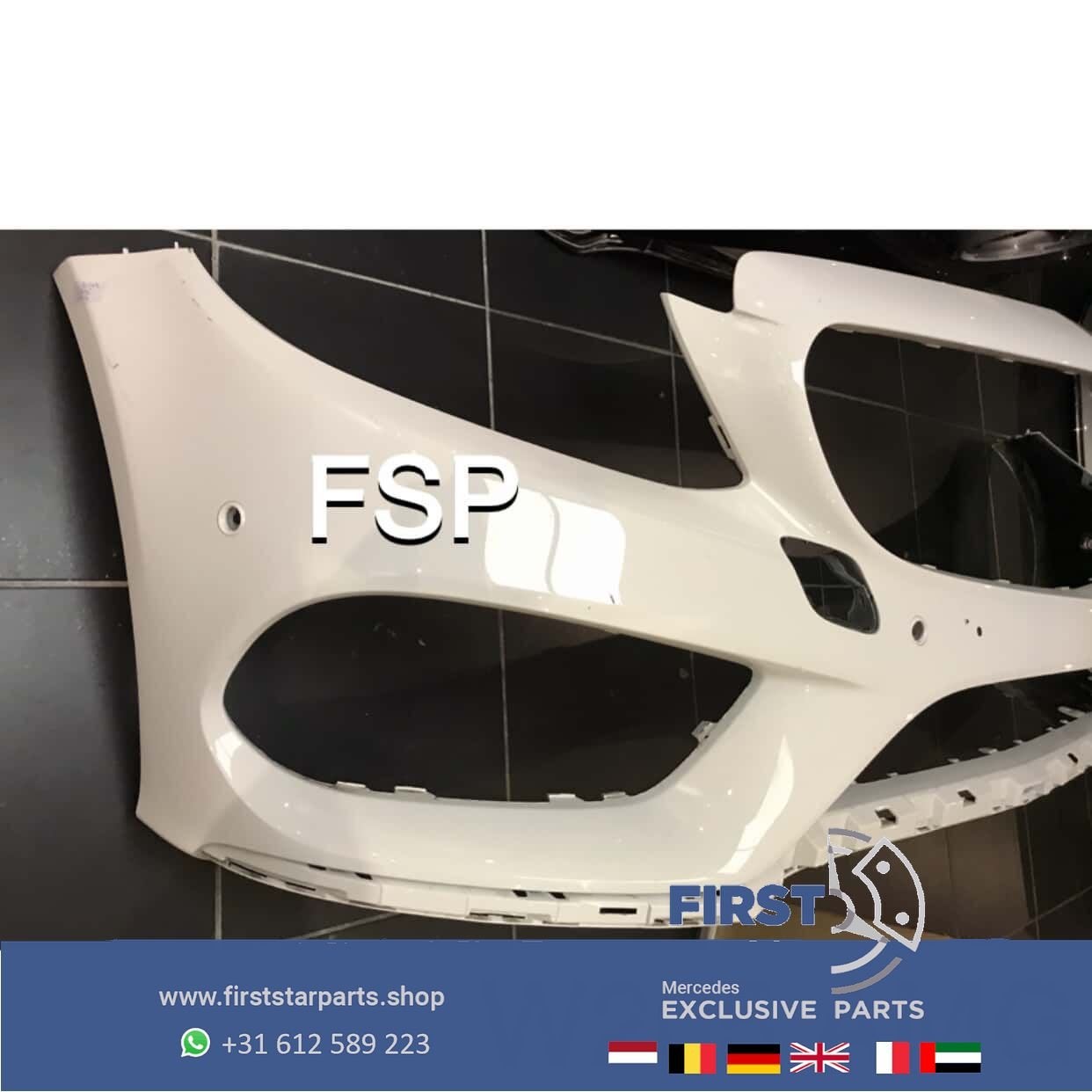 W205 AMG VOORBUMPER Mercedes C Klasse C43 2014-2021 WIT BUMP, Gebruikt, -, Voor, Ophalen of Verzenden