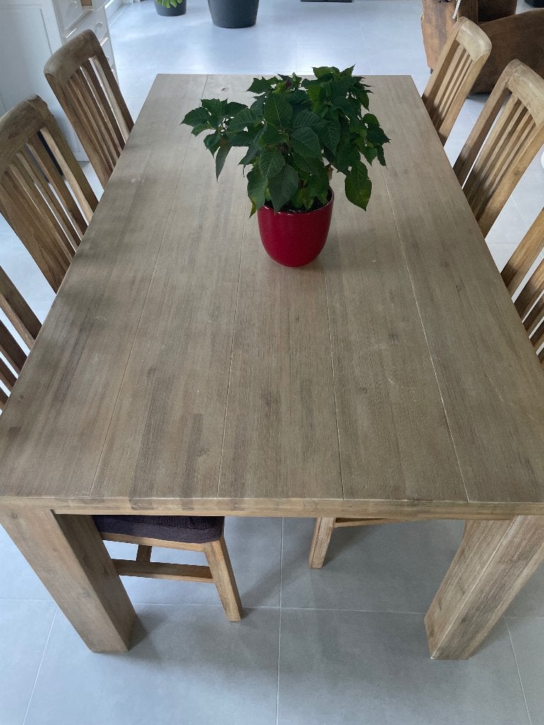 Table à manger acacia 6/8 personnes, 150 à 200 cm, Cinq personnes ou plus, Enlèvement, Utilisé