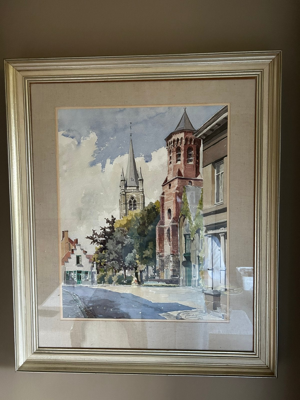 Schilderij Jules Vandevyver, Antiek en Kunst, Ophalen, Aquarel