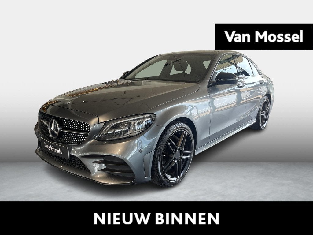 Mercedes-Benz C 180 SEDAN AMG LINE + CARPLAY + LEDER + PANO, Auto's, Automaat, 4 deurs, Zwart, 1595 cc