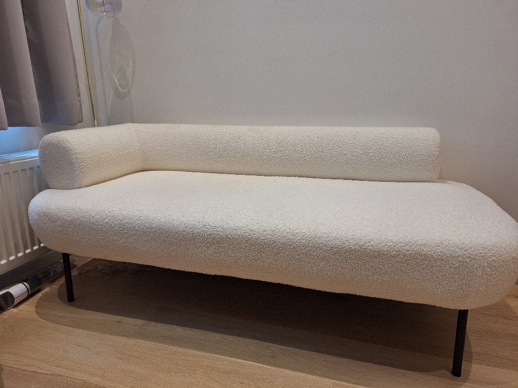 Chaise longue/bankje in bouclé stof voor kot/studentenkamer, Moins de 75 cm, 150 à 200 cm, Comme neuf, Enlèvement