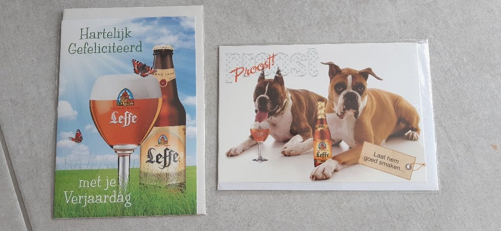 2 cartes de vœux pour la bière Leffe, Collections, Marques de bière, Enlèvement ou Envoi, Neuf, Autres types, Leffe