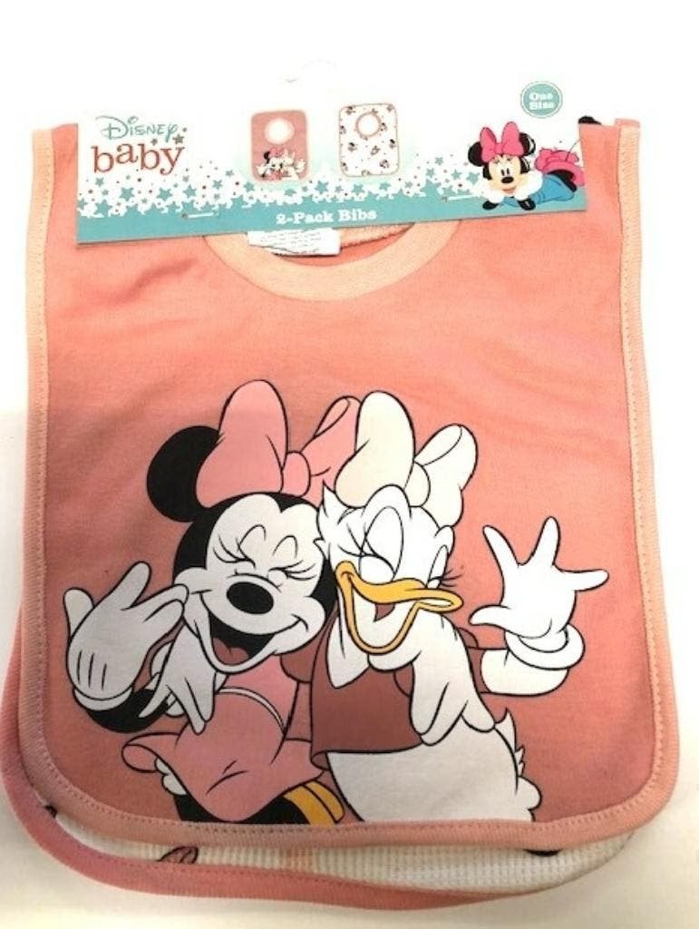 2 Minnie Mouse Slabbetjes - Disney Daisy Duck - Katoen, Kinderen en Baby's, Ophalen of Verzenden, Nieuw, Overige typen
