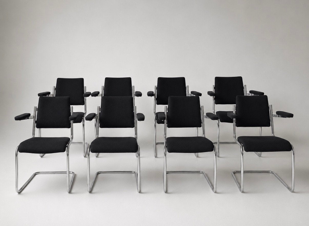 8 vintage Tecta buisframe stoelen – Bauhaus / Jean Prouve, Ophalen
