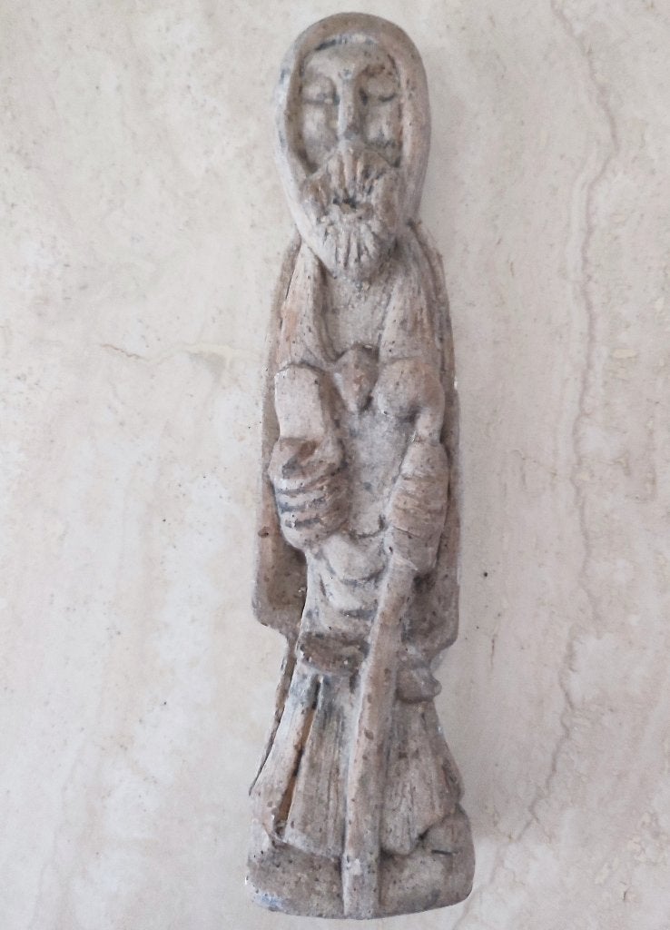 Sculpture artisanale en pierre de Cucugnan, France. H. 29 cm, Antiquités & Art, Antiquités | Objets religieux, Enlèvement ou Envoi