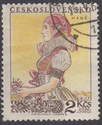Tsjechoslowakije - Klederdracht Hami regio - 1955, Ophalen of Verzenden, Gestempeld