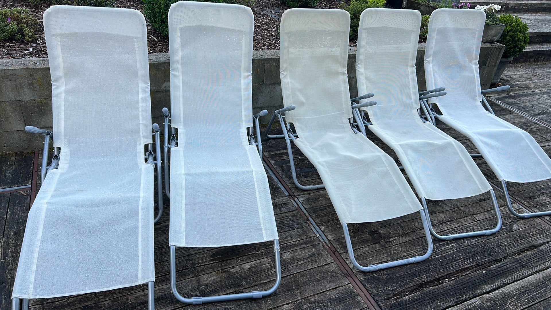 Ensemble de 5 chaises longues, Ophalen, Gebruikt, Aluminium, Inklapbaar