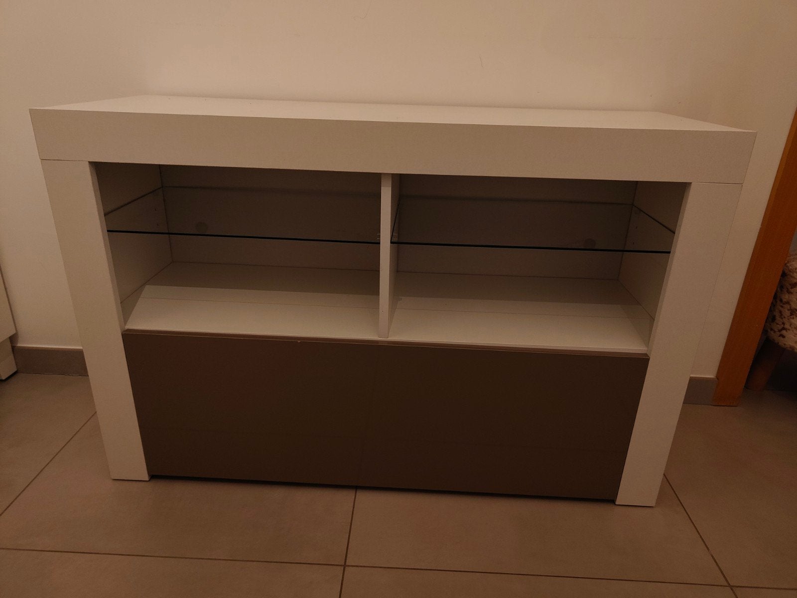 Meuble TV design, 25 à 50 cm, Moins de 100 cm, Comme neuf, Verre