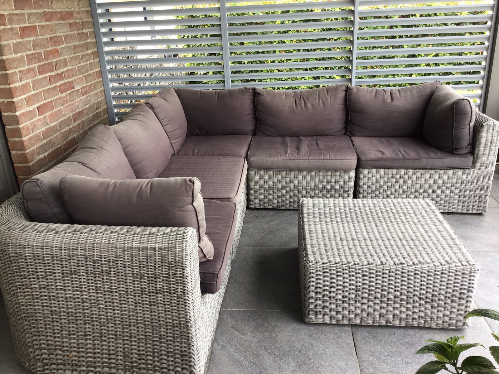Loungeset  wicker en bijhorende koffietafel, Tuin en Terras, Ophalen, Gebruikt, Wicker, Loungeset
