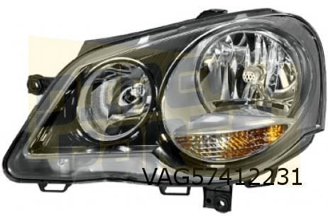 Volkswagen Polo VI (3/05-8/09) (9N2) koplamp Links (zwart /, -, Volkswagen, -, Nieuw