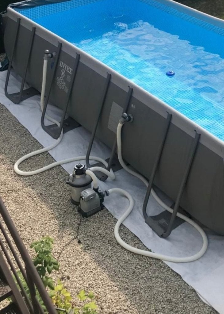 Zwembad met toebehoren beschikbaar vanaf 23 7 ., Tuin en Terras, Zwembaden, Gebruikt, 200 tot 300 cm, Rechthoekig, Ophalen