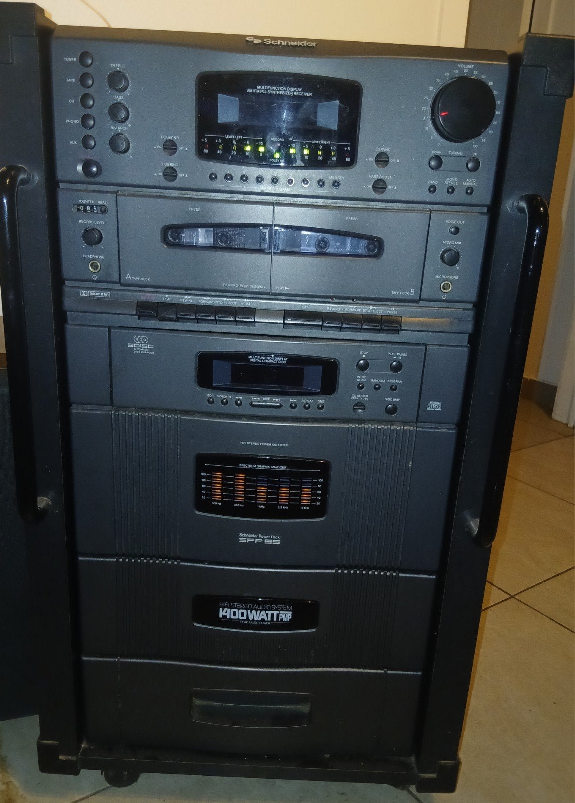 ​Schneider SPP 95 Hifi Stereo Audio System – Retro Miditower, Enlèvement, Lecteur CD