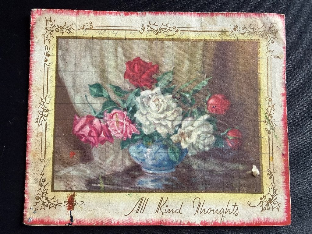 Très ancienne carte de Noël(usagée)Valentine's Cloth of Gold, Enlèvement ou Envoi, 1940 à 1960, Affranchie, (Jour de) Fête