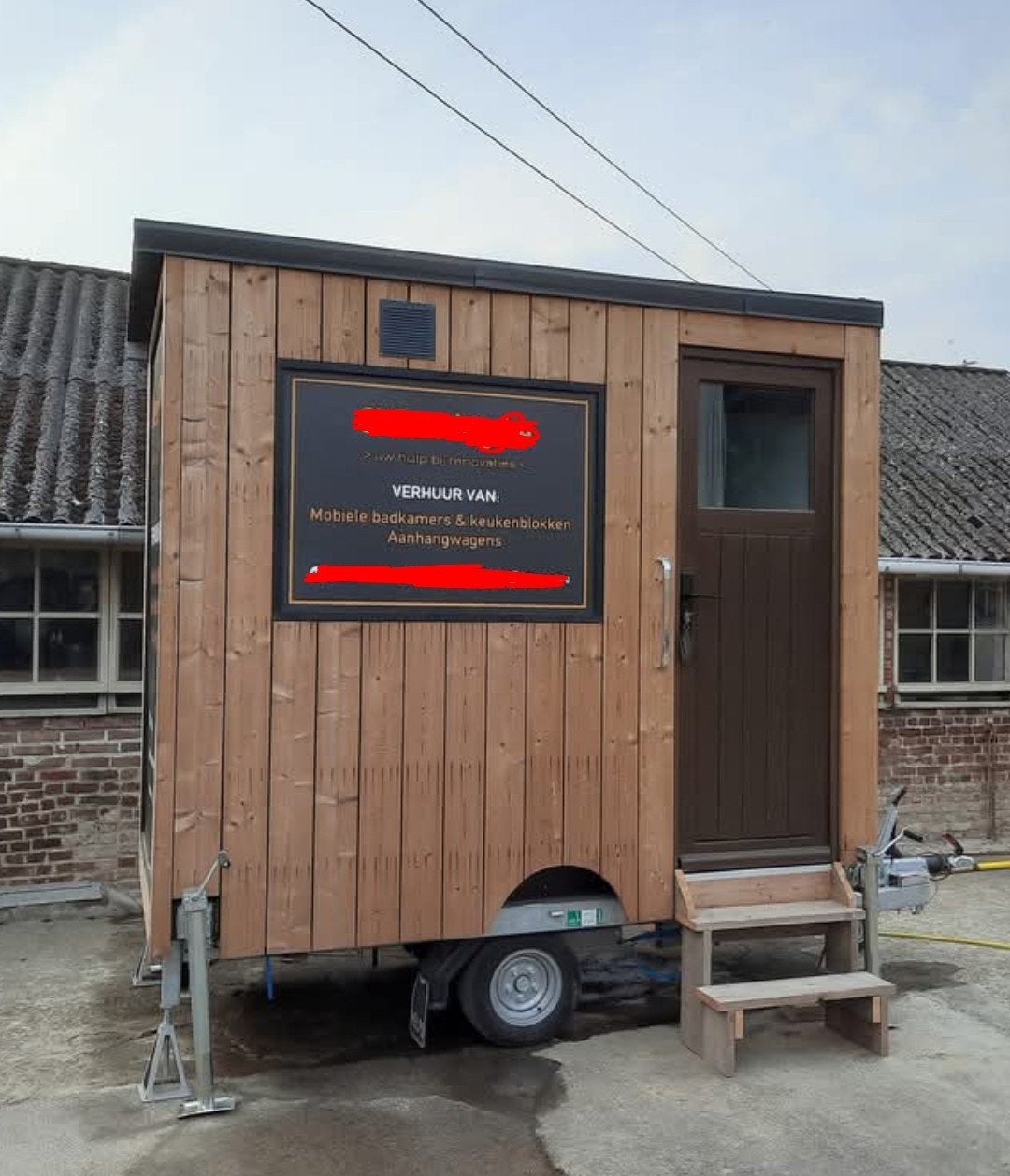 mobiele badkamer unit op plateau aanhangwagen, Ophalen