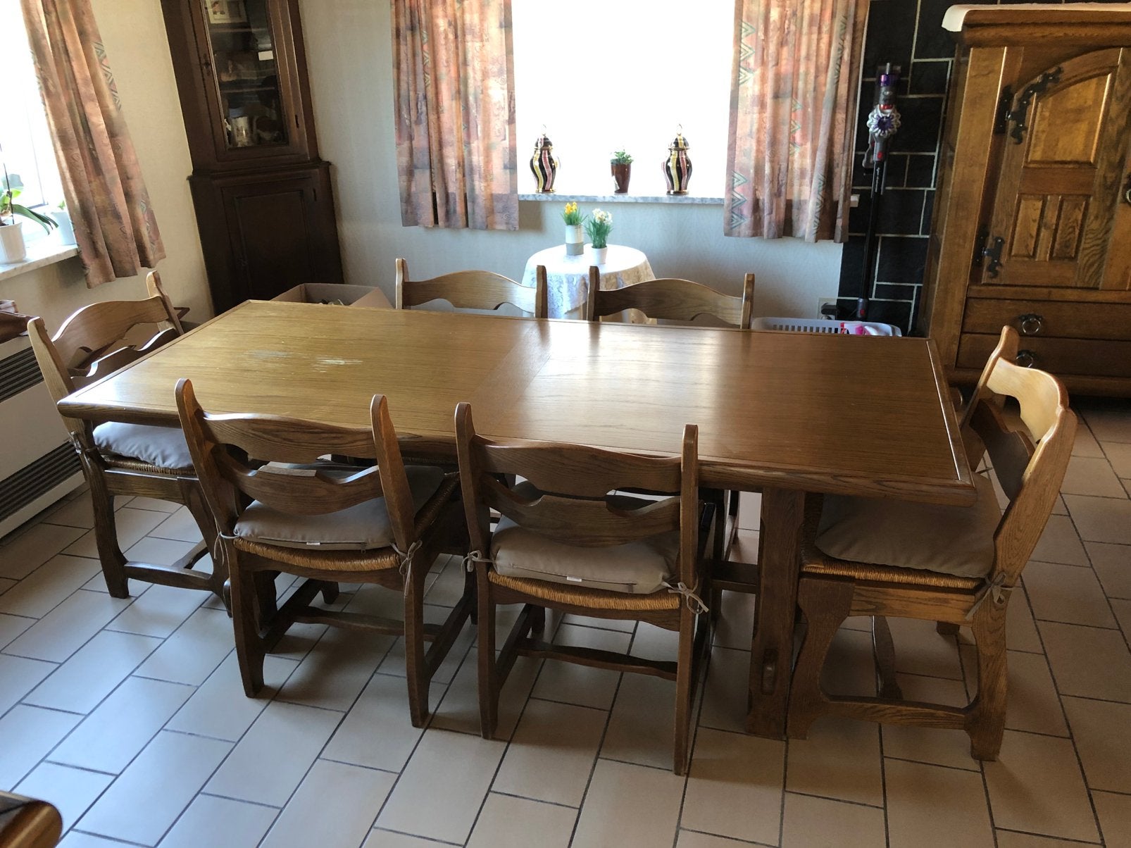 Massief eiken eetkamer, Huis en Inrichting, Complete eetkamers, Ophalen, Zo goed als nieuw