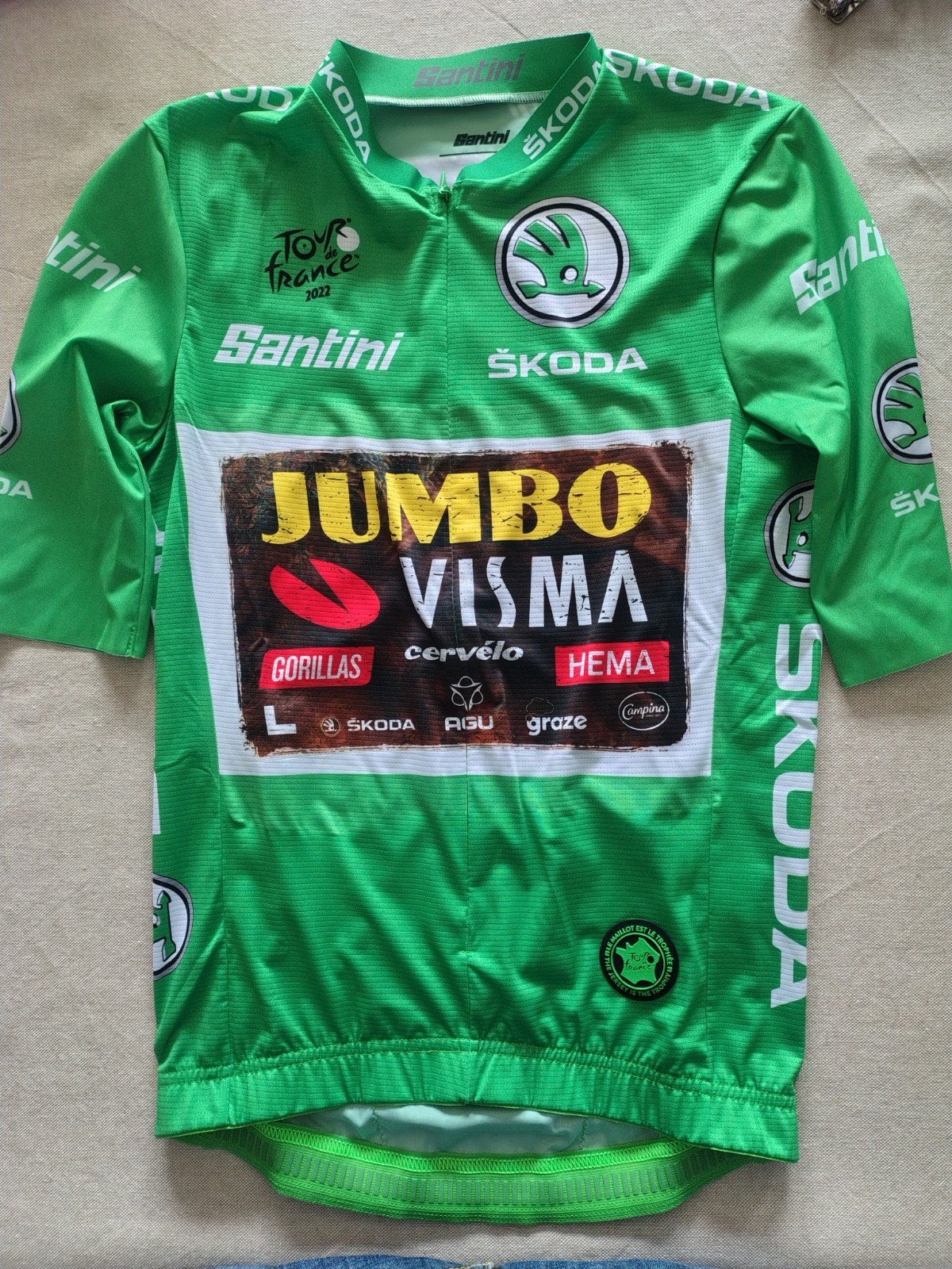 tour de france 2022, groene leiderstrui team Jumbo Visma, Ophalen of Verzenden, S