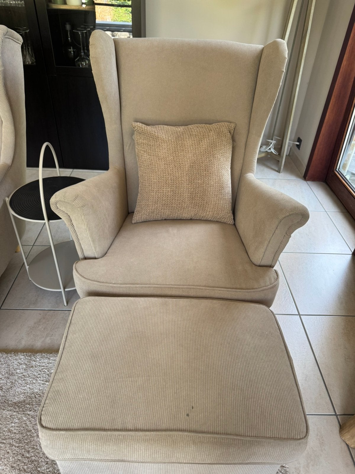 2 fauteuils  STRANDMON oreilles avec repose pieds IKEA, Enlèvement, Utilisé