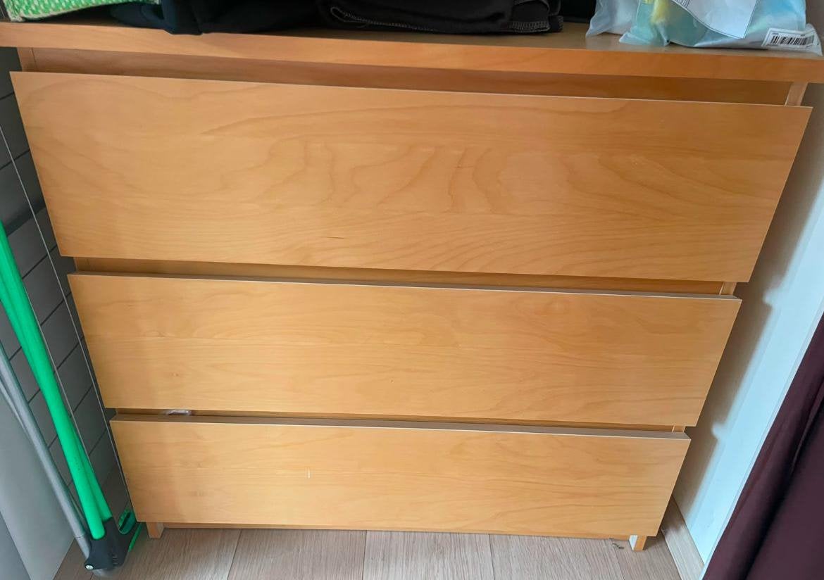 Commode en bois clair 3 tiroirs – design minimaliste, Enlèvement ou Envoi, Moins de 100 cm, 50 à 100 cm, Autres essences de bois