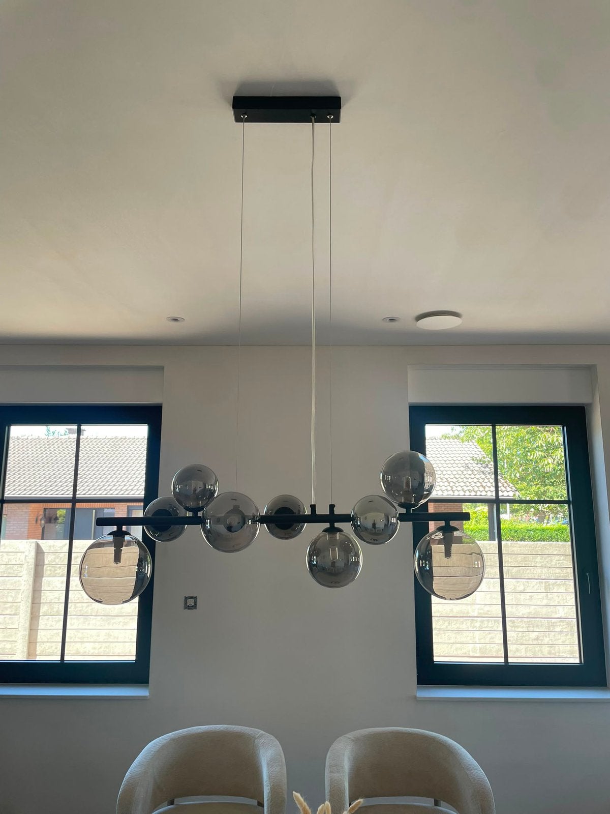 Moderne SensaHome hanglamp – 9 glazen bollen, Ophalen, G9, Hanglamp, Zwart