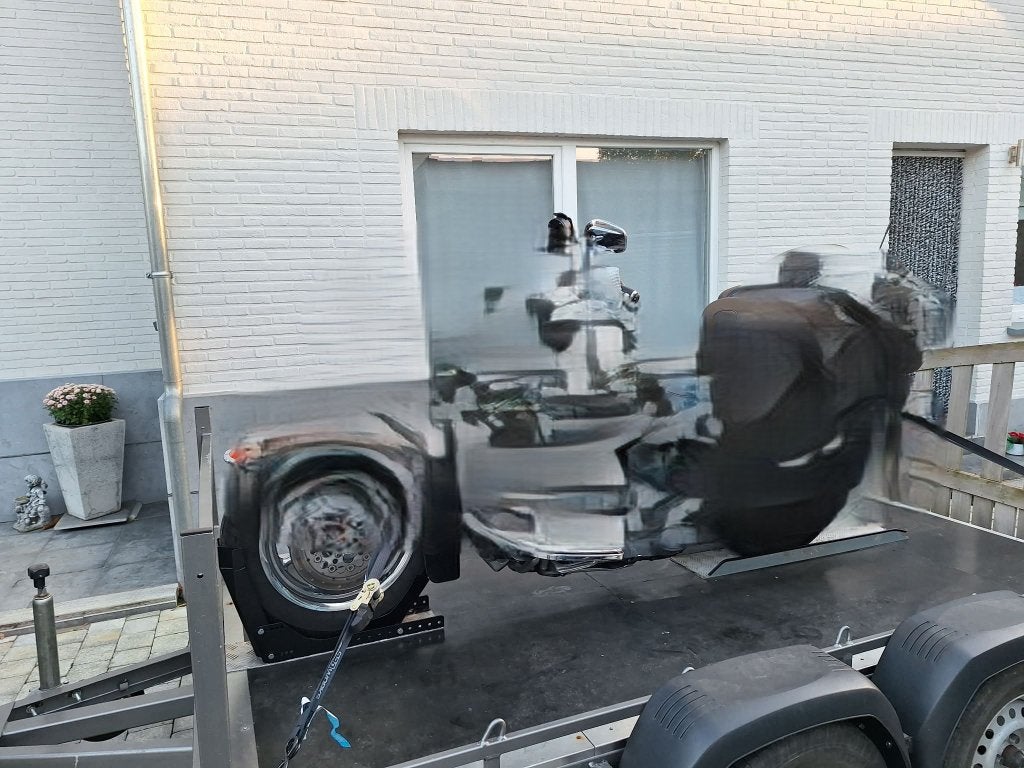 te koop plateau motor trailer, Ophalen