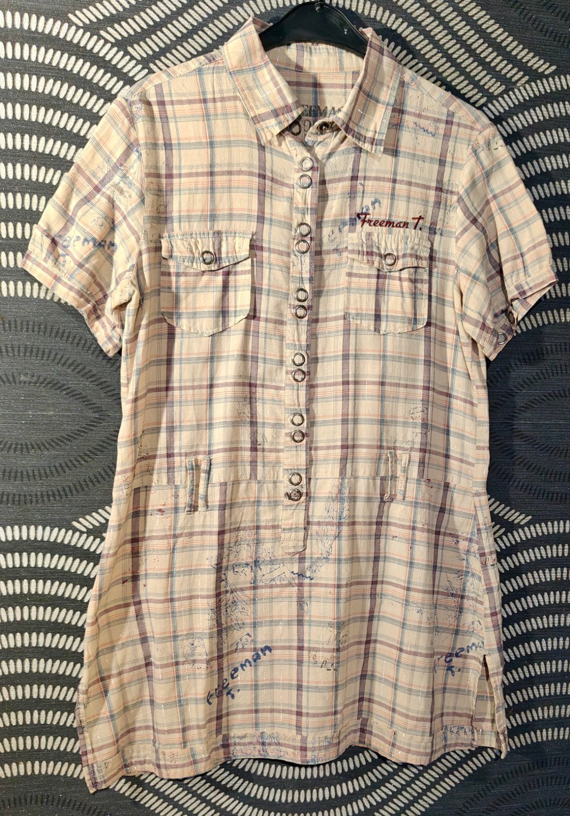 tunique Freeman T. Porter Mandalay carreaux lurex, Beige, Maat 46/48 (XL) of groter, Ophalen of Verzenden, Zo goed als nieuw