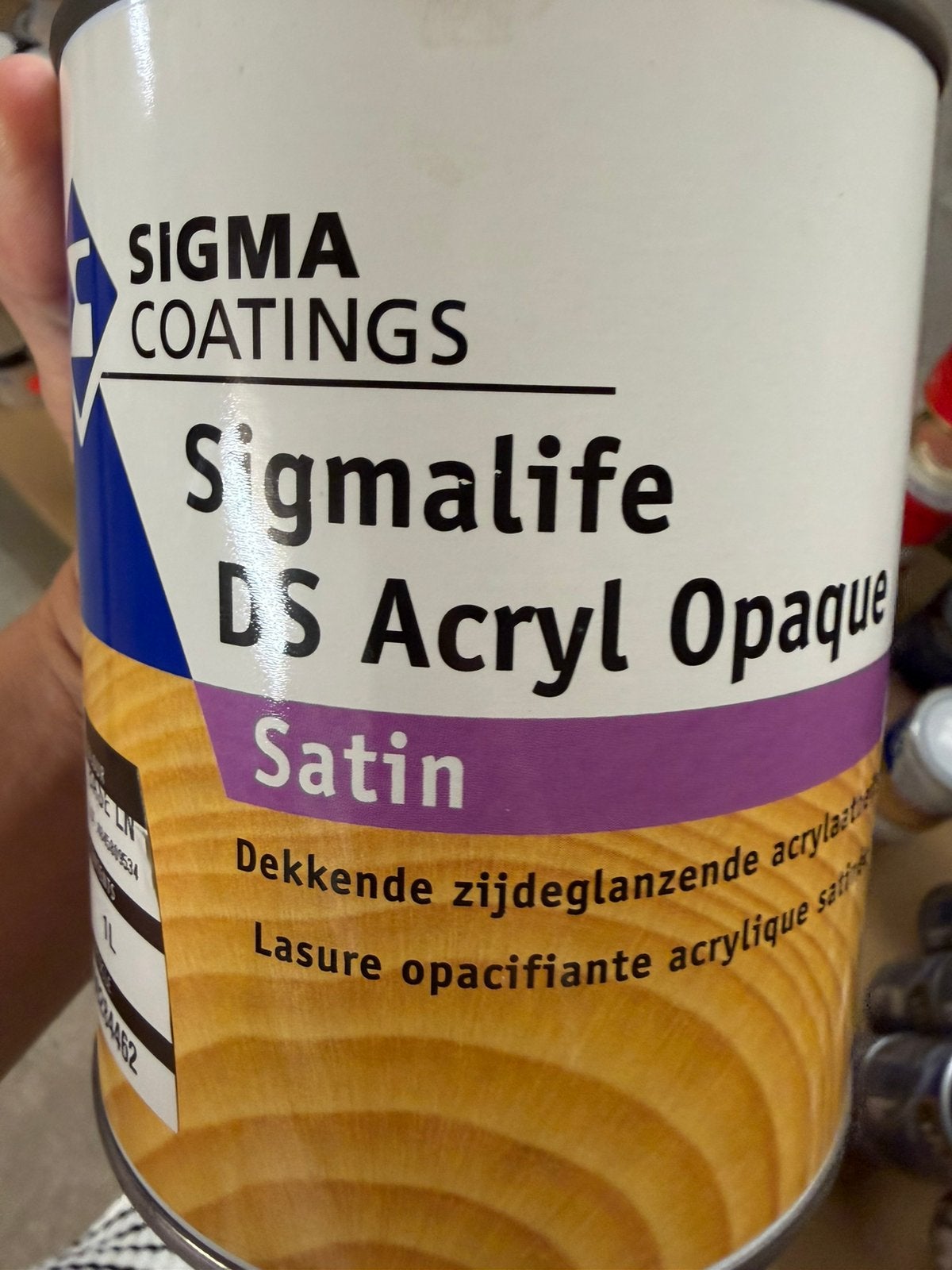 Sigma Sigmalife dekkende beits ral 9010, zuiver wit 1liter, Ophalen of Verzenden, Zo goed als nieuw, Acrylverf