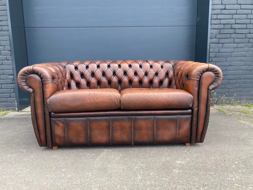 Comacte Chesterfield zetel bruin gevlamd, Enlèvement ou Envoi, Comme neuf, Cuir