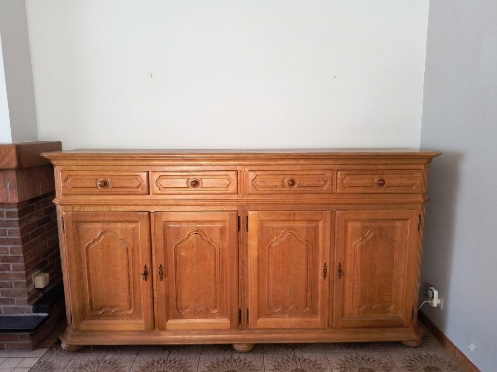 Grande commode en bois - 246x57x130, 200 cm ou plus, Enlèvement, Utilisé, Avec tiroir(s)