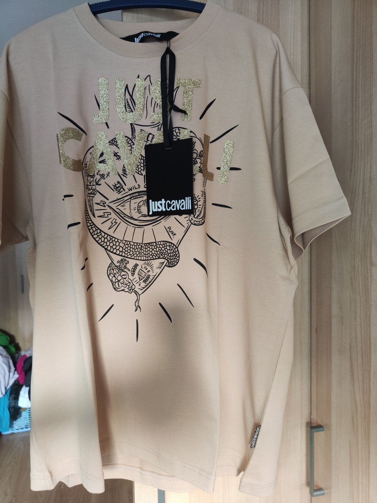 T-shirt Just Cavalli Beige - Taille S (Taille Grand / L), Neuf, JustCavalli, Beige, Enlèvement
