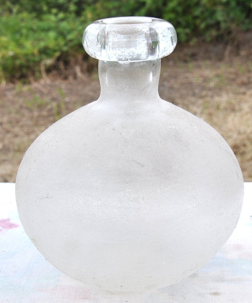 vase bouteille décoratif recouverte style sable, Enlèvement ou Envoi, Utilisé, Blanc, Verre
