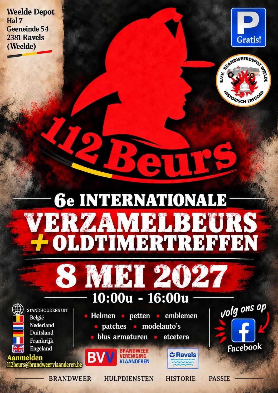112Beurs - Bourse Pompier Belgique Dépôt de pompiers de Weel, Collections, Enlèvement ou Envoi