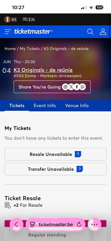 2X K3 reuni tickets middenplijn