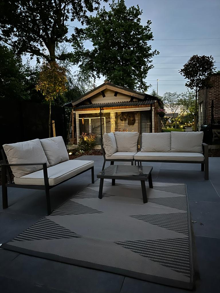 Loungeset grijs, Tuin en Terras, Ophalen, 5 zitplaatsen, Gebruikt, Bank