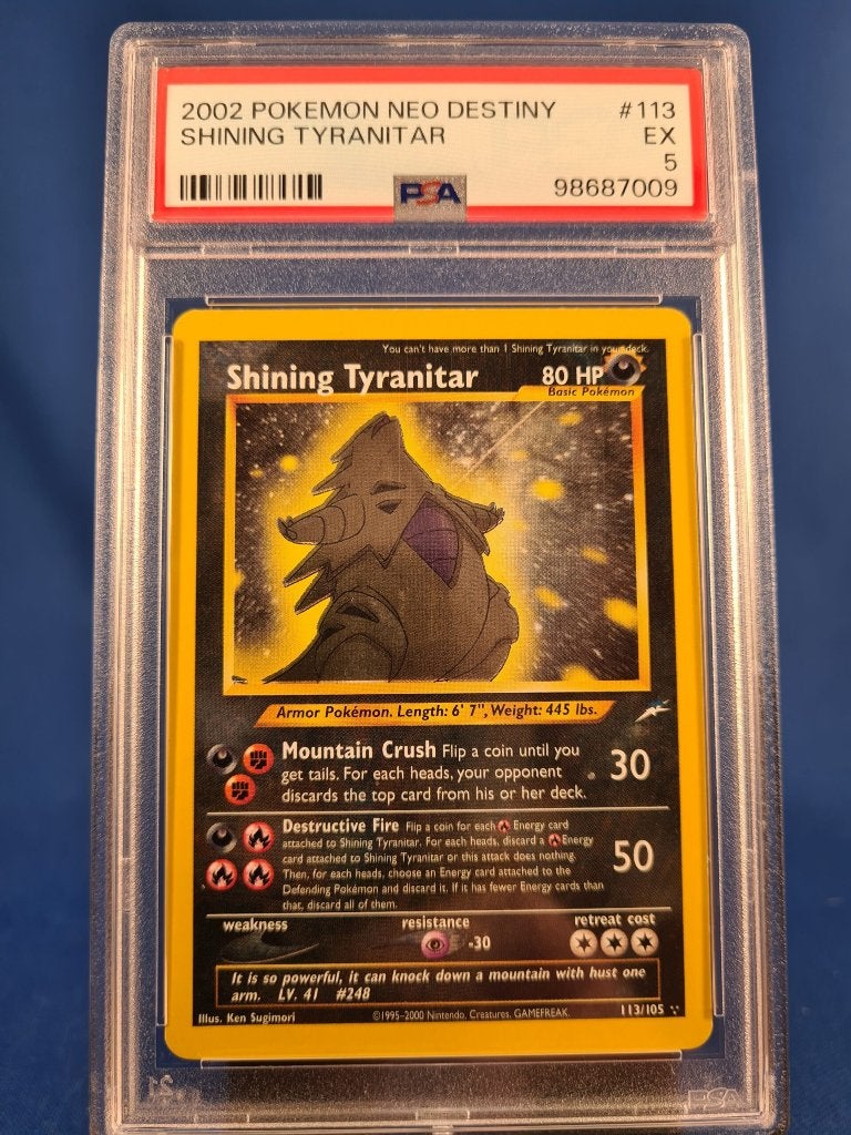 Shining Tyranitar 113/105 - Neo Destiny (PSA 5), Envoi, Utilisé