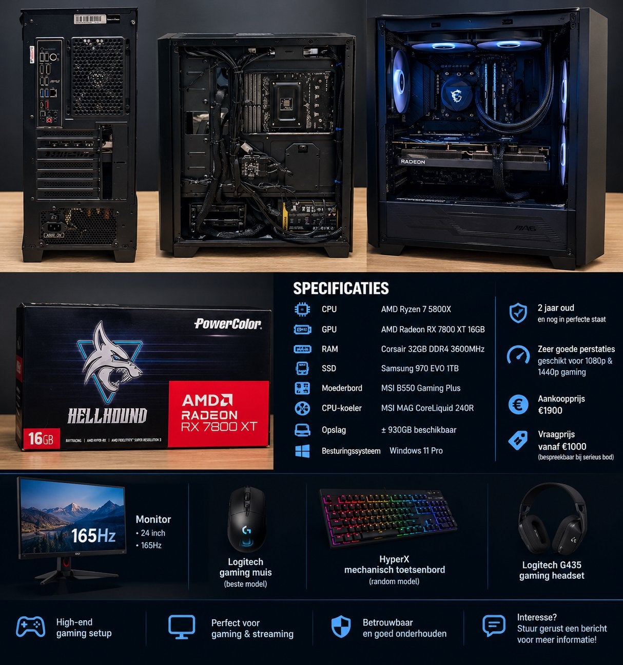 Gaming setup *RX 7800XT*, Computers en Software, Ophalen, Zo goed als nieuw, Gaming, SSD