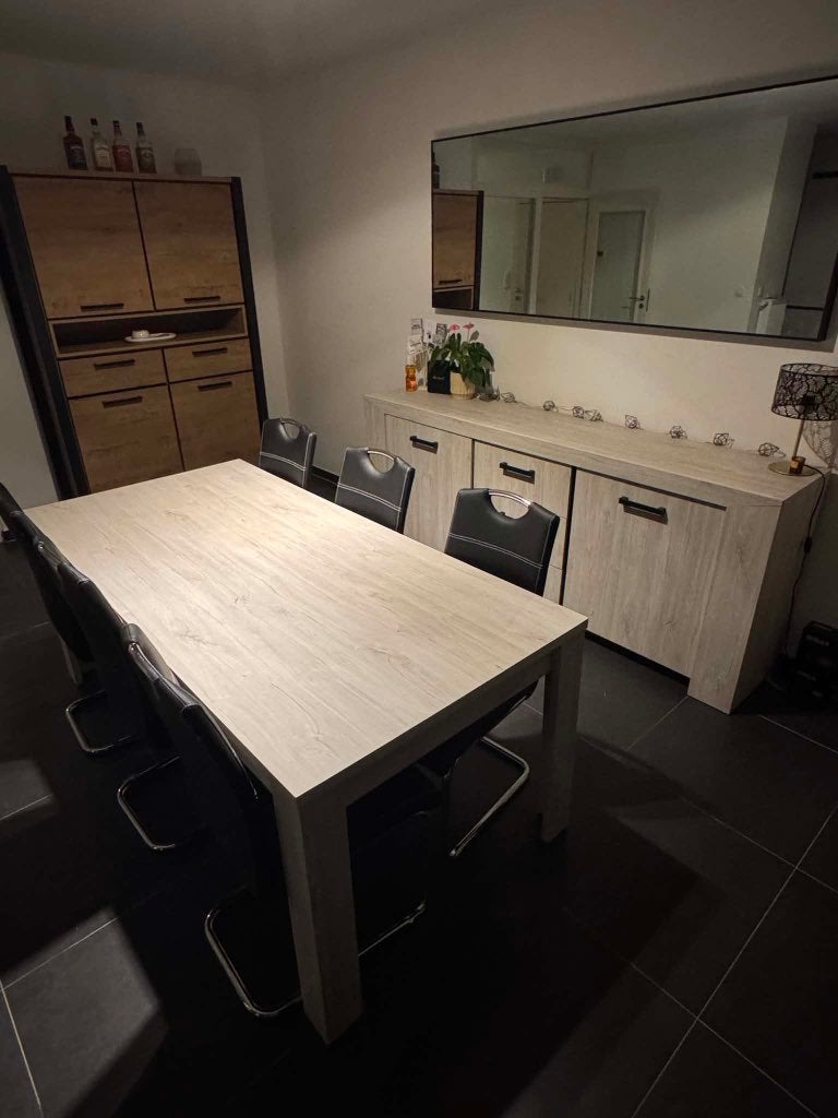 Ensemble salle à manger – Table + 6 chaises + dressoir, Maison & Meubles, Enlèvement, Comme neuf, Moderne, 4 à 6 chaises