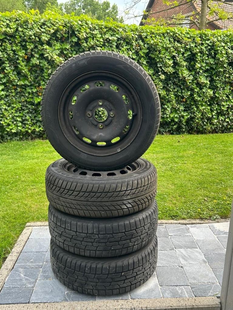 TE KOOP : winterbanden op stalen velg, Auto-onderdelen, Banden en Velgen, Velg(en), Winterbanden, 14 inch, 185 mm, Personenwagen